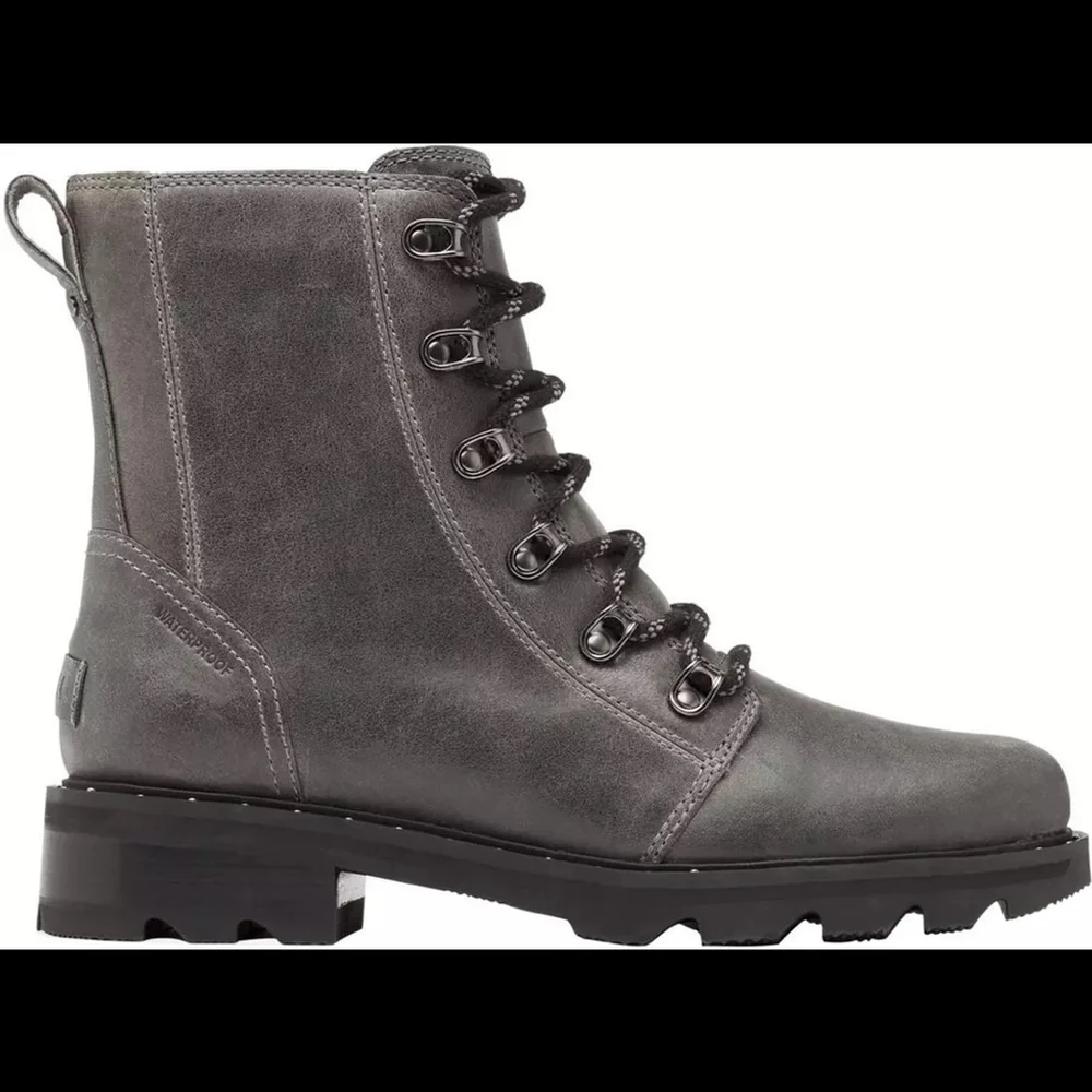 SOREL Women's Lennox Lace distressed gray combat Casual Boots 6 - Picture 3 of 9